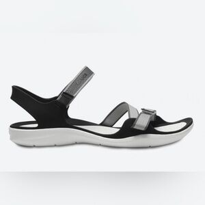 Crocs Women's Swiftwater Webbing adjustable Strap Sandals white gray size 6